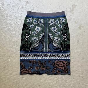 Anthropology Moth Floral Jaqquard Women's XS Knit Skirt